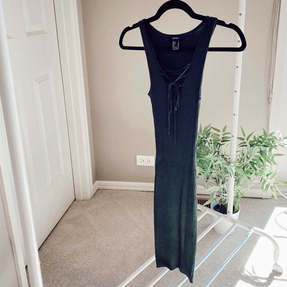 Dark Green Bodycon Cotten Dress- Size small
